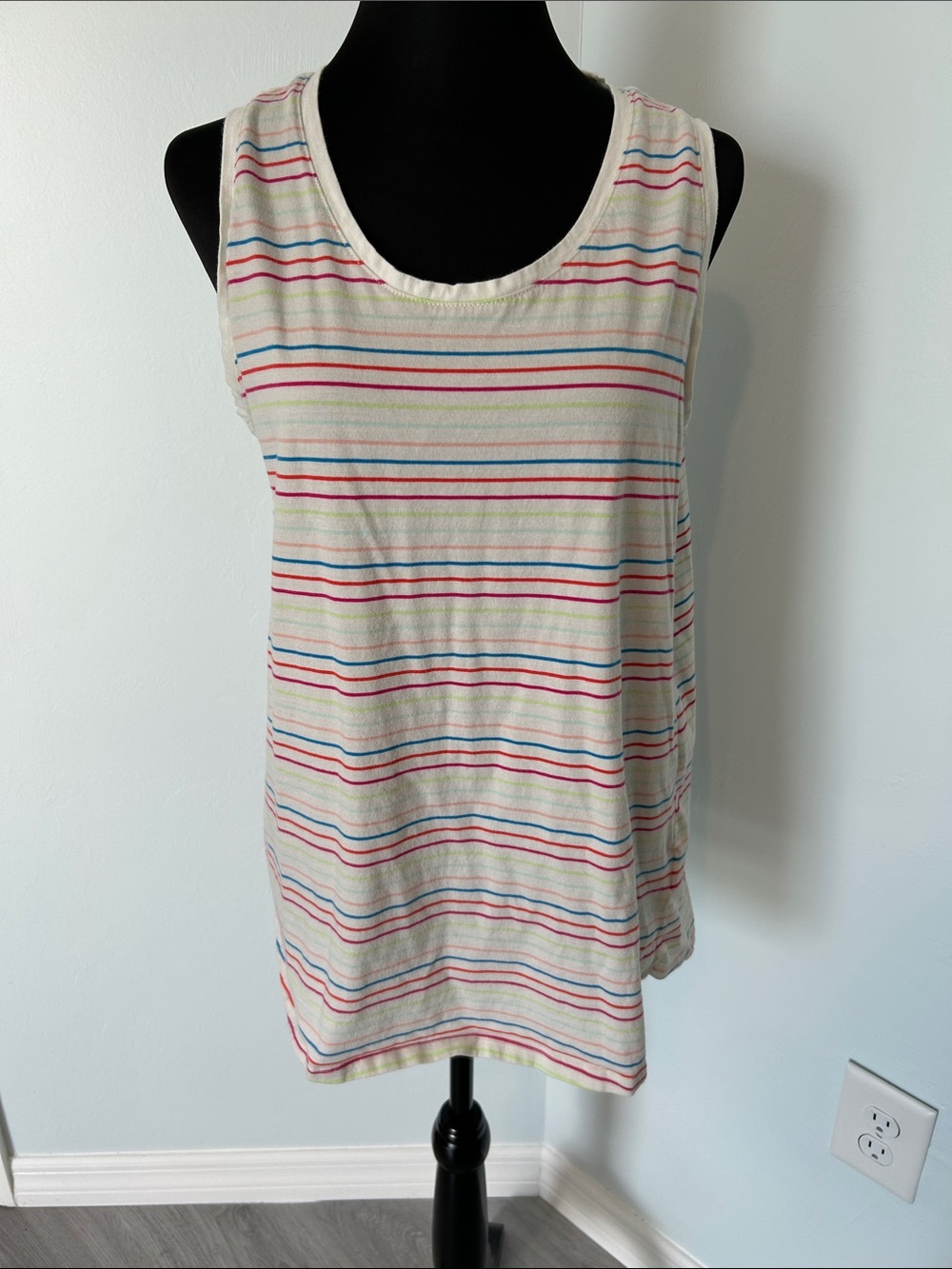Cream with Mulitcolor Stripes Tank Top